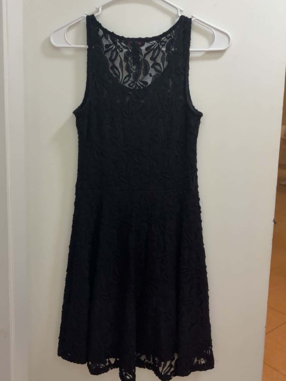 Material Girl Black Floral Lace Mesh Illusion Dress, S
